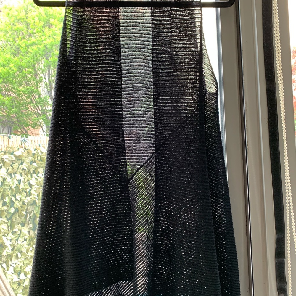 Eileen Fisher Long open-weave vest in black, 100%wool
